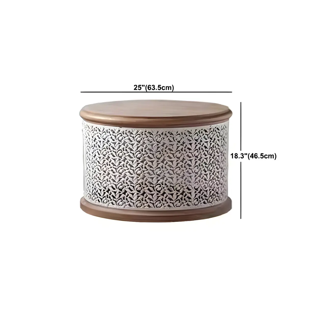 Natural Sophisticated Hollowed French Round Wood Coffee Table