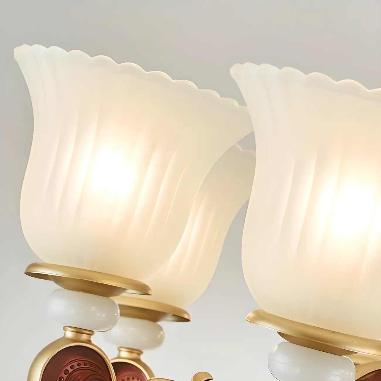 Adjustable Dining Room Gold Glass Bell Shape Up Light Chandelier