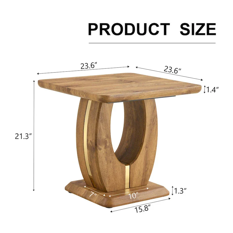 23.6 Square Coffee Table with Gold-Tone Leg Strips