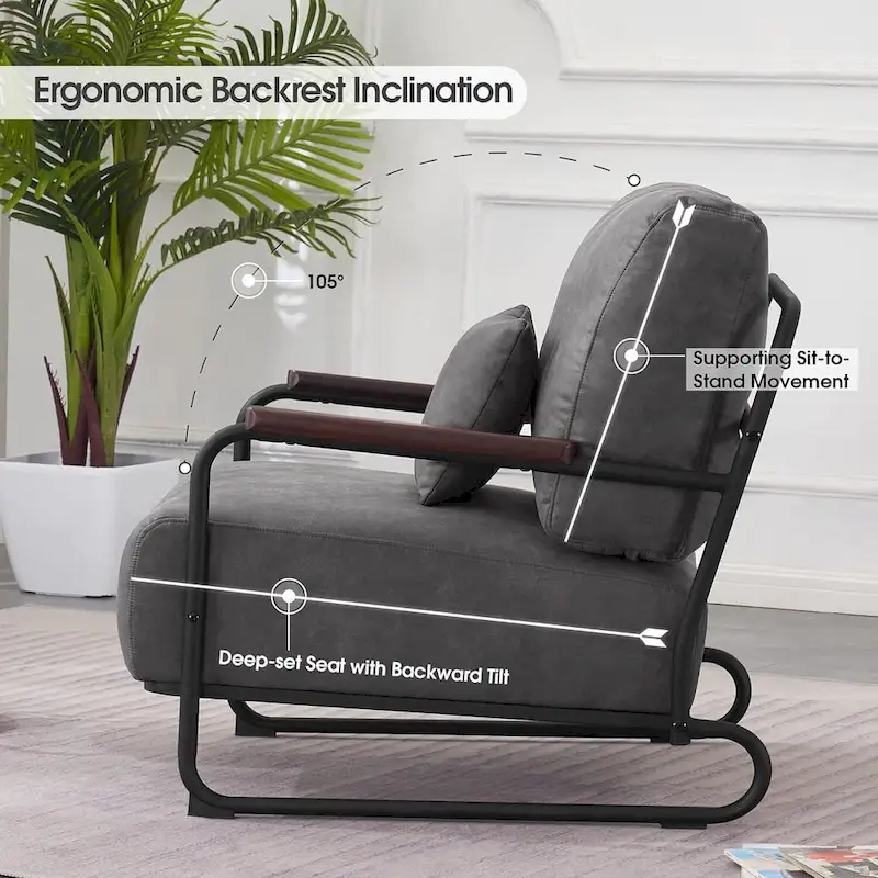 MCombo set of 2 Modern Accent Armchair with Steel Legs, Leathaire fabric HQ102