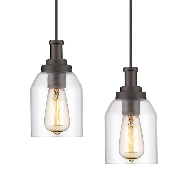 Pendant Light, Modern Hanging Pendant Lighting with Clear Glass Shade, Oil Rubbed Bronze Finish