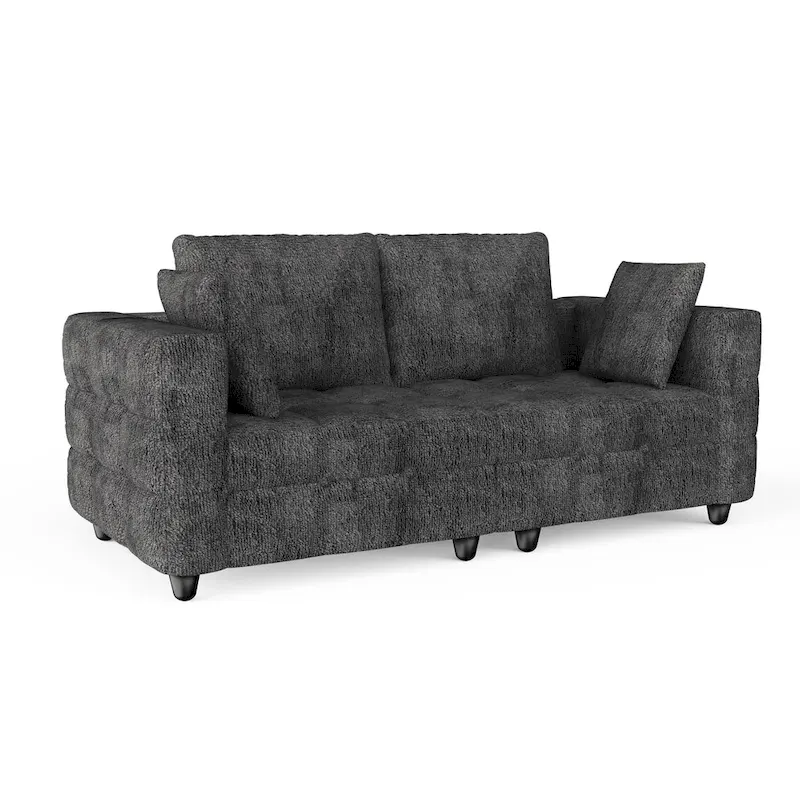 77.95  Fabric 3-Seater Sofa with Tool-Free Assembly, Space-Saving Design, and Solid Wood Frame