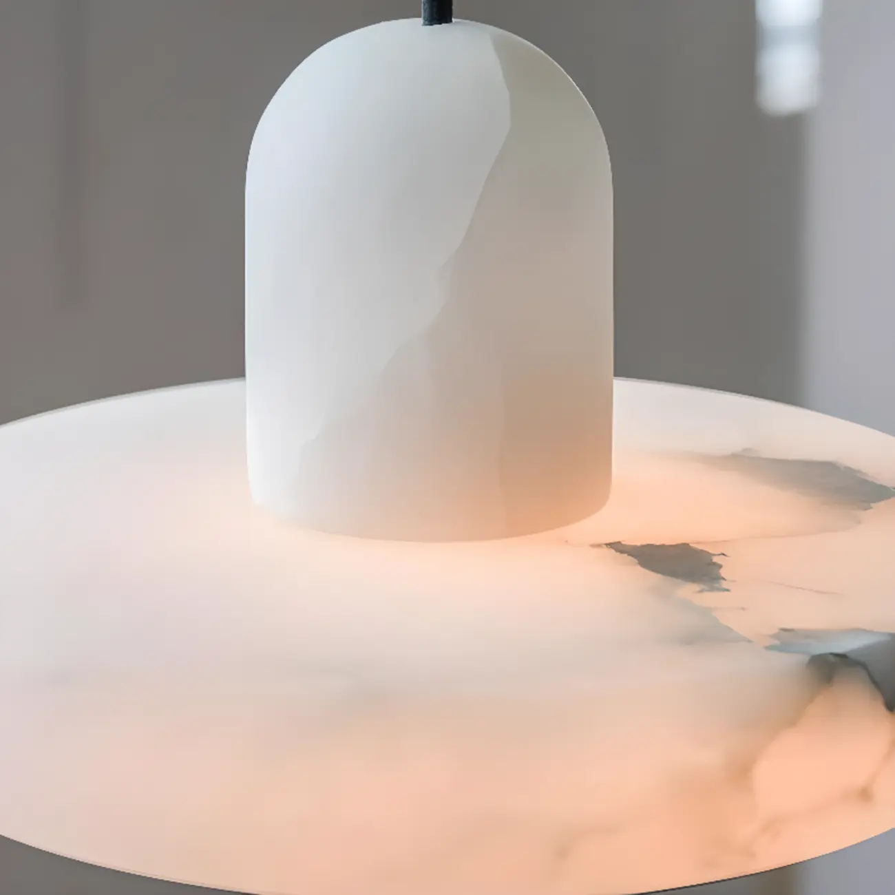 White Stone Geometric Rope Pendant Light Fixture