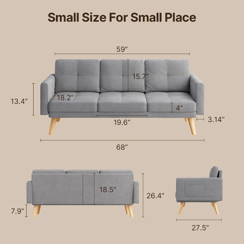 3 Seater Upholstered Living Room Sleeper Sofa, Recliner Sofa Bed with Backrest