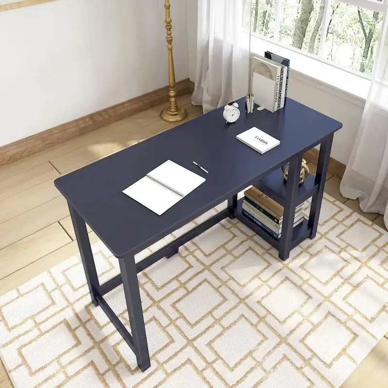 Plank and Beam Desk with Bookshelves