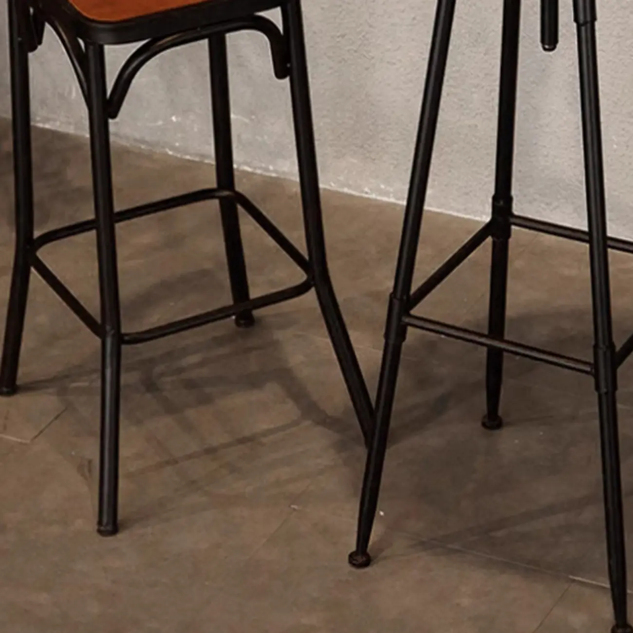 Rustic Wooden Adjustable Pub Bar Table with Metal Footrest