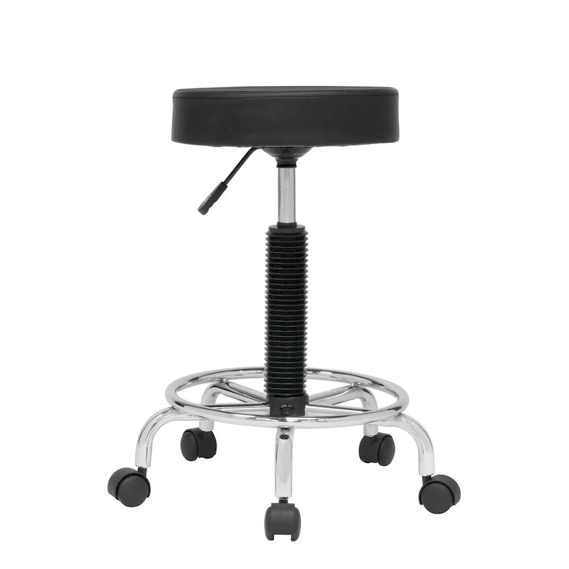 Calico Designs Padded, Rolling, Height Adjustable Stool with Footring