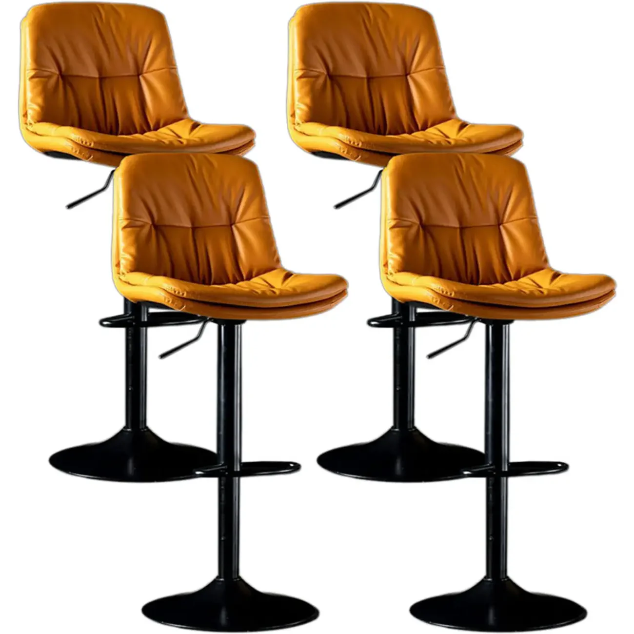 Adjustable Leather Low Back Swivel Bar Stool
