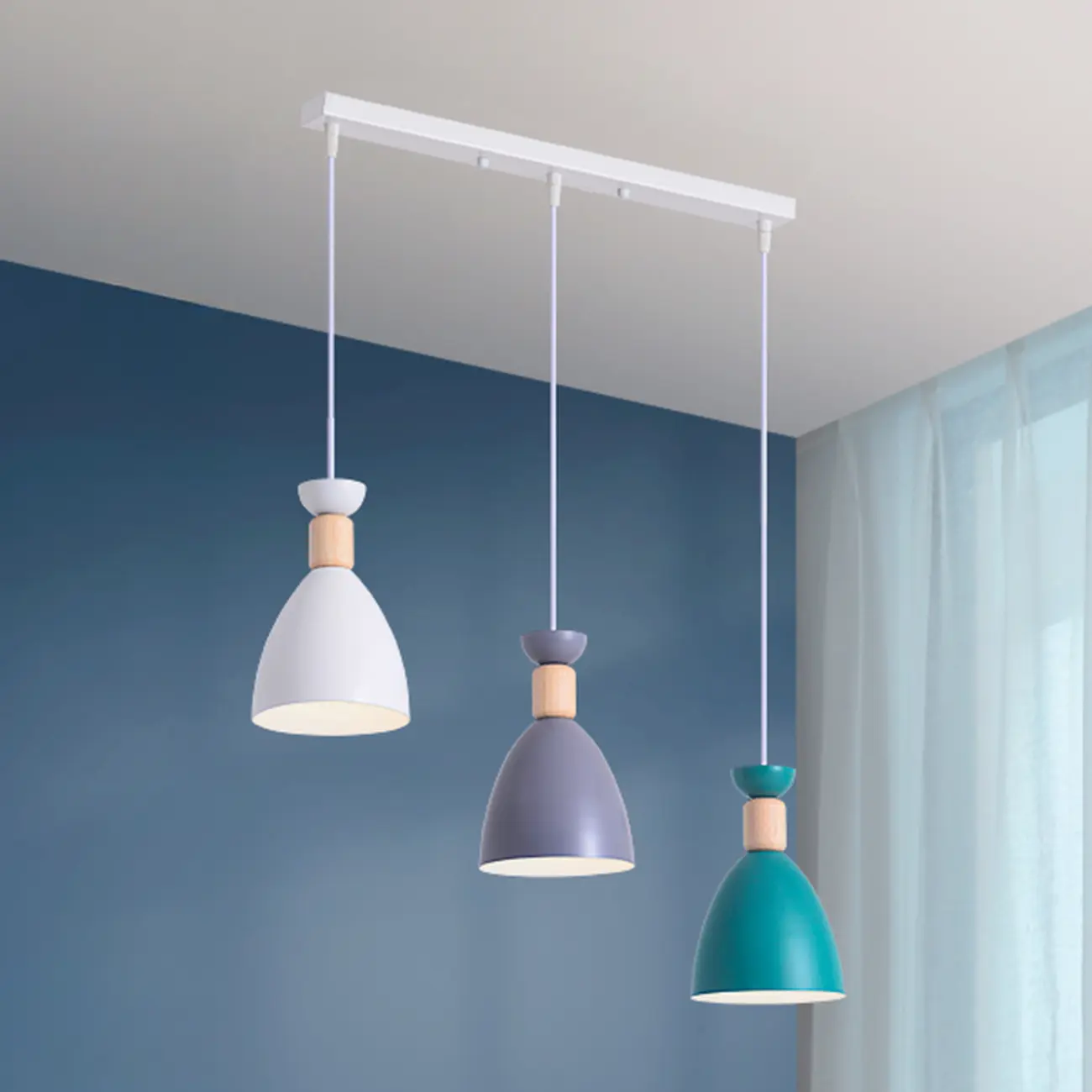 3-Light Modern Metal Cone Island Pendant Light for Kitchen