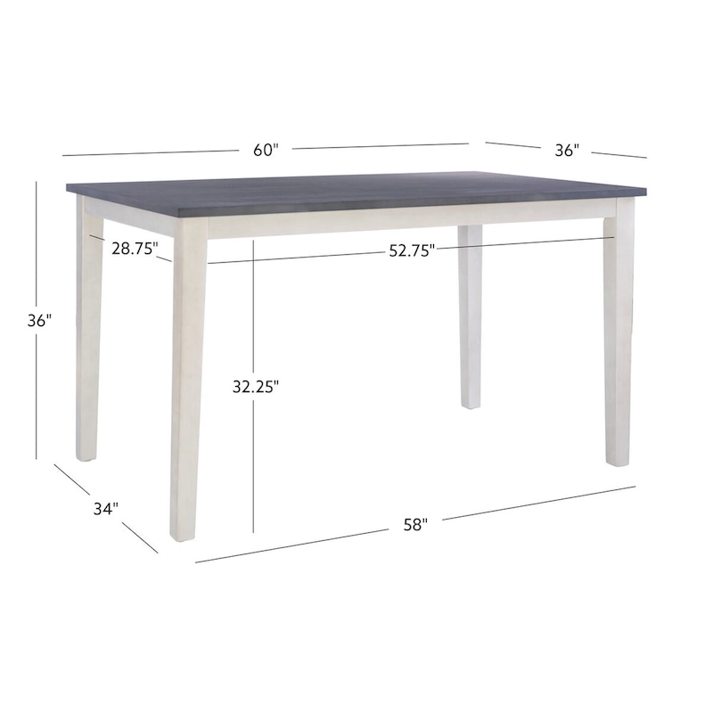 Mckee White Acacia Wood Counter Height Dining Table