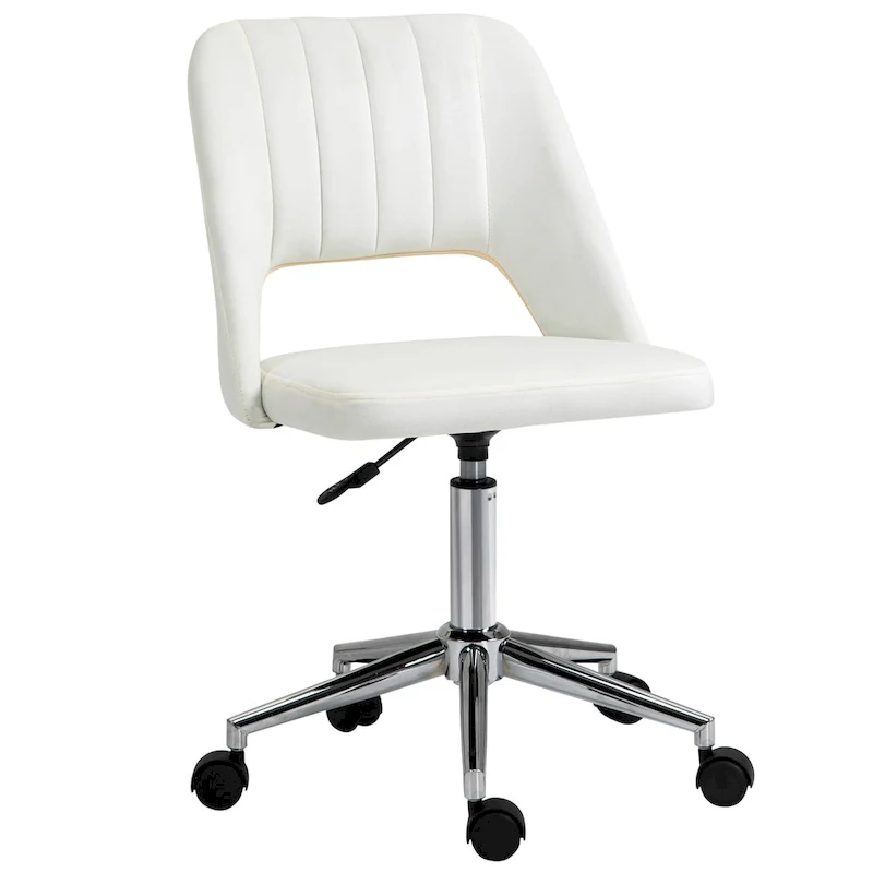 Vinsetto Modern Mid Back Office Chair with Velvet Fabric, Swivel Computer Armless Desk Chair