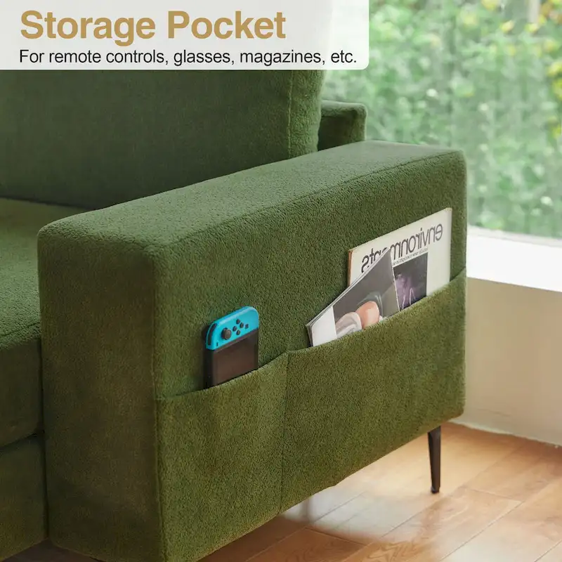 HOOOWOOO L-Shaped Upholstered Sofa Couch with Metal Legs