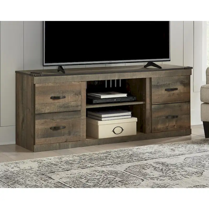 Trinell Casual Large TV Stand, Brown