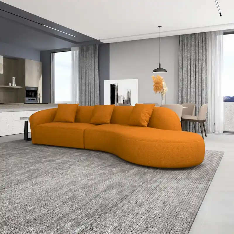 Gallar Japandi Style Luxury Modern French Boucle Curved Sofa