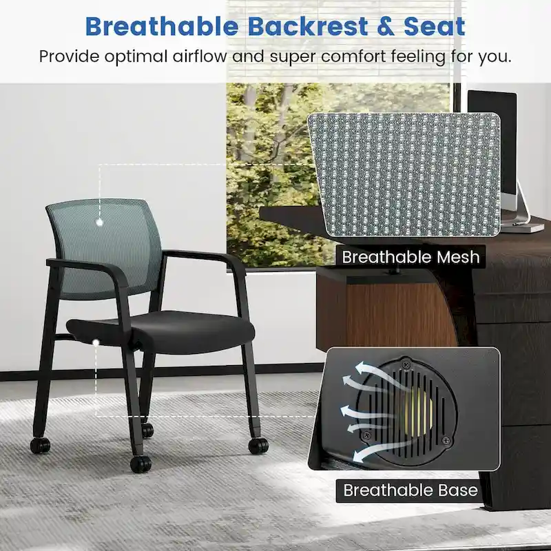 Costway Conference Chairs Set of 2/4 Stackable Office Guest Mesh Chair