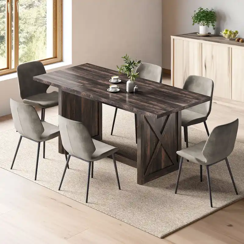70.8 Large Farmhouse Kitchen Dining Room Table for 6 to 8 People