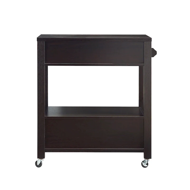 Modern 2-Drawer Caster Serving Cart with Towel Bar