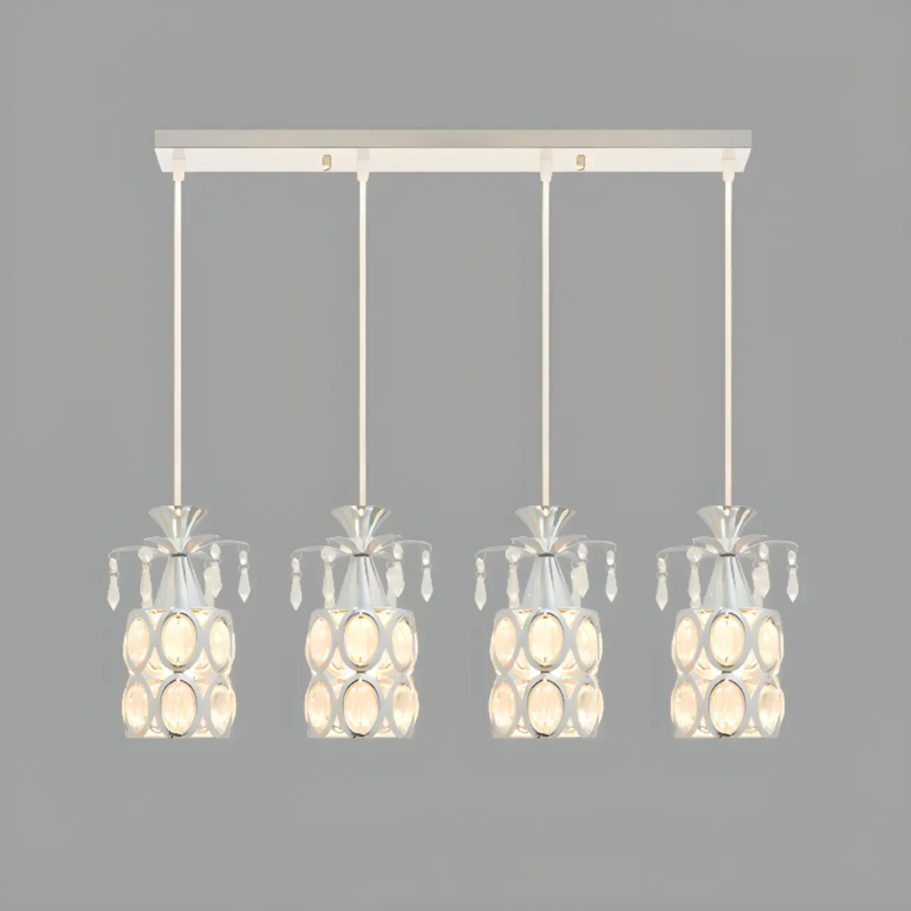 Elegant Cylinder Crystal Kitchen Island Pendant Light with Spotlight