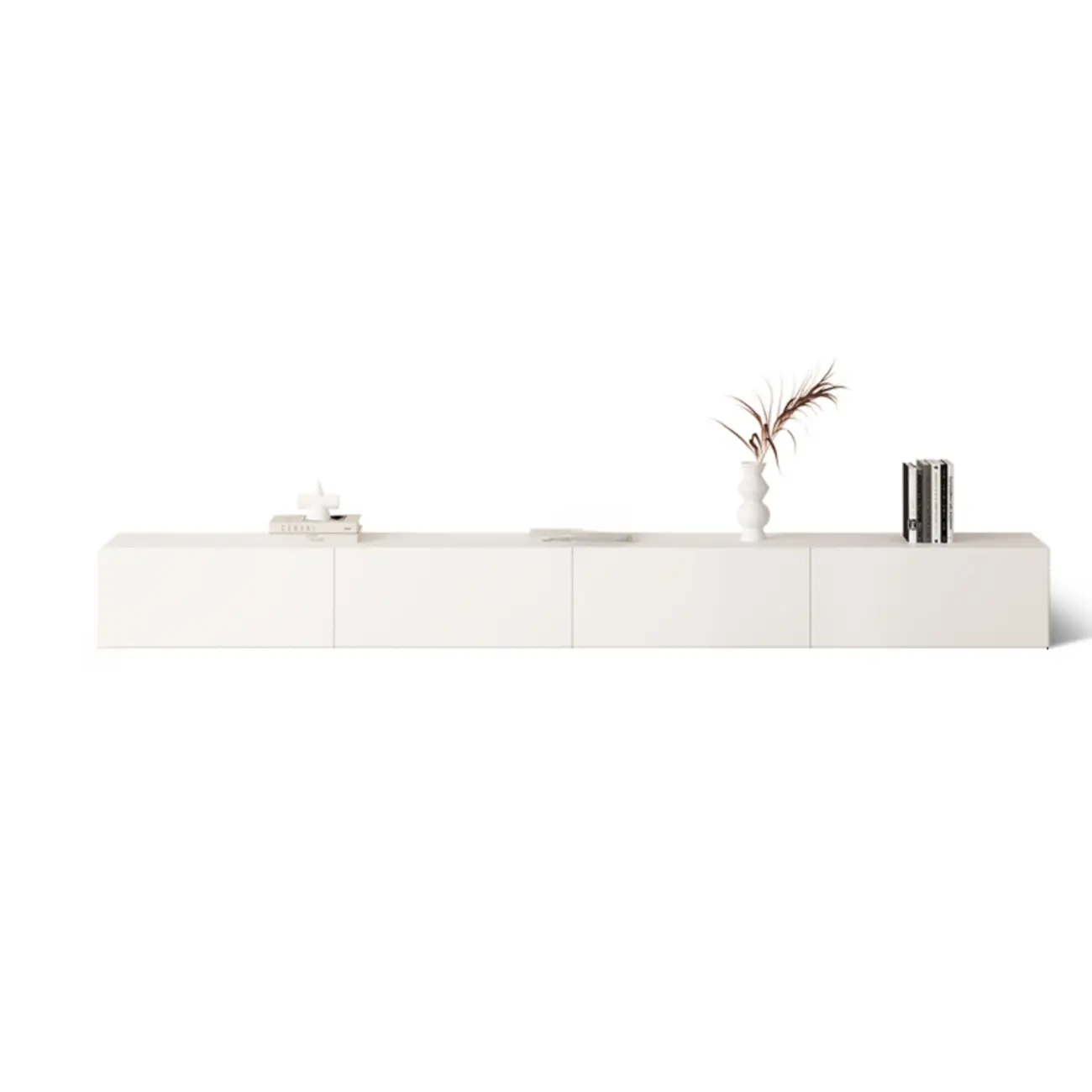 Modern White Wood TV Stand with Cable Management