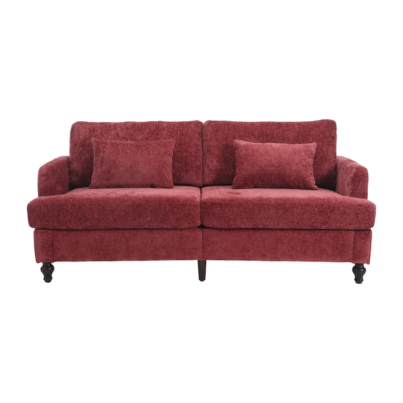 Red 68.9 Chenille 2-Seater Sofa with Detachable Cushions
