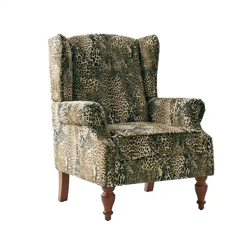 Ivan Traditional Animal Pattern Armchair with Nailhead Trim by