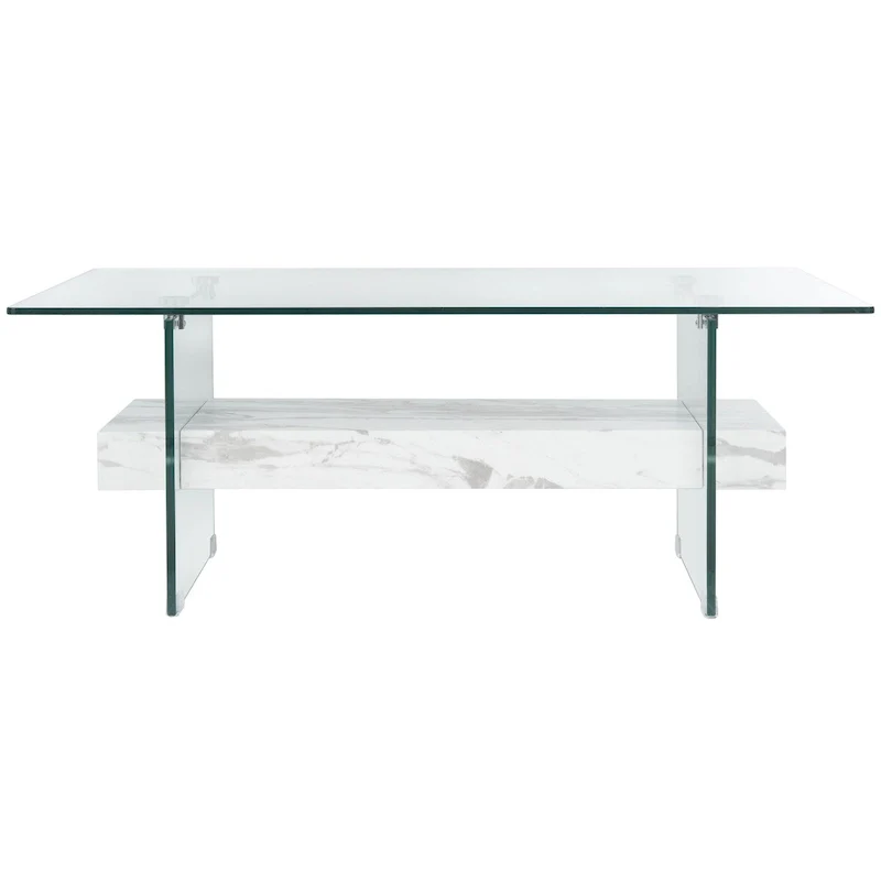 SAFAVIEH Gennie Modern Glass Coffee Table - 43.3  x 23.6  x 16.5  - 43Wx24Dx17H