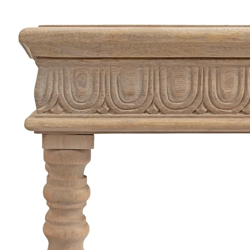 Carved Wood Entryway Table — 36x14x30