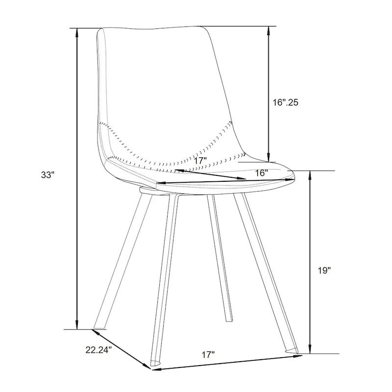 Leather Dining Chair Set of 4 With Gold Metal Legs Modern Accent Side Chair