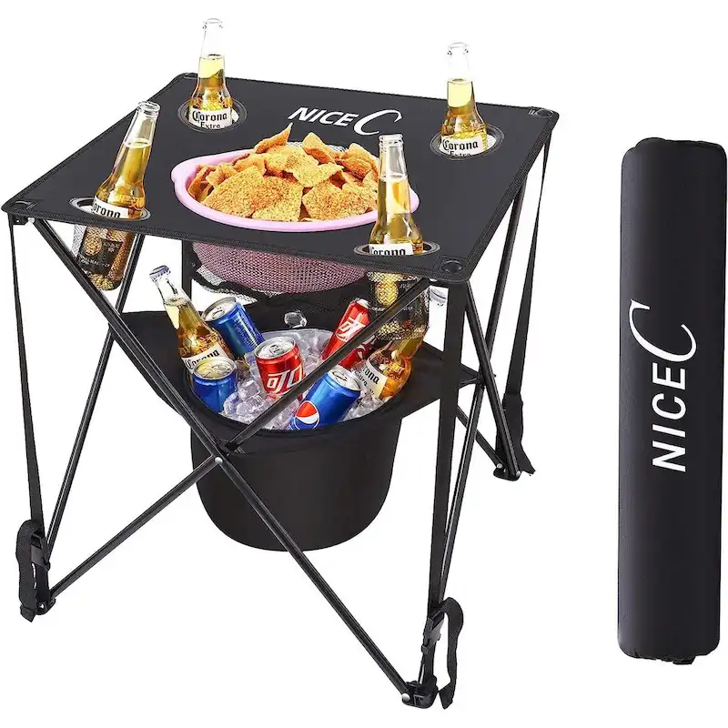 Camping Table with Cooler, Tailgating Table, Beach Table, Portable Table, Ultralight Compact with Carry Bag for Outdoor