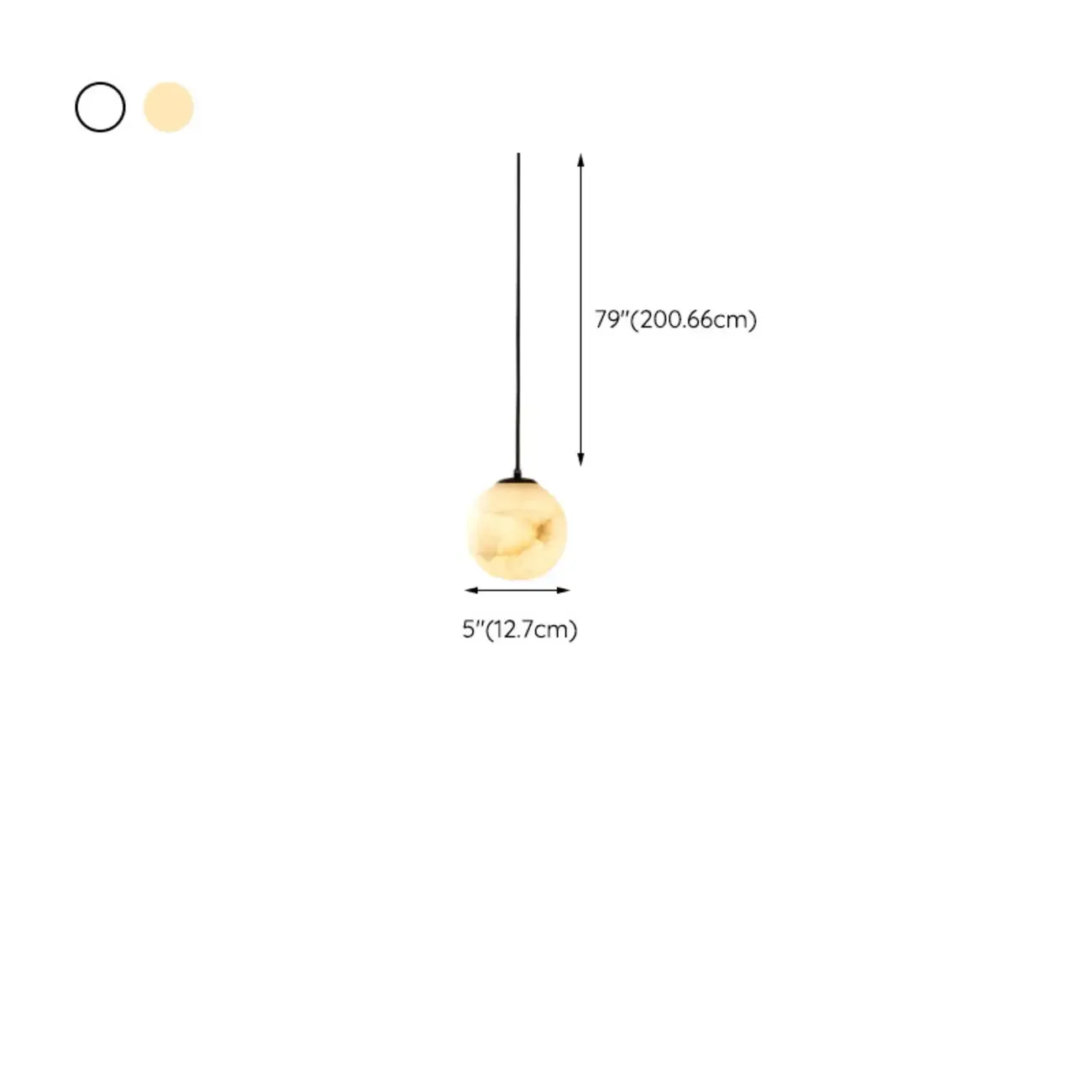 Modern Stone Globe Pendant Light Black Metal Hanging