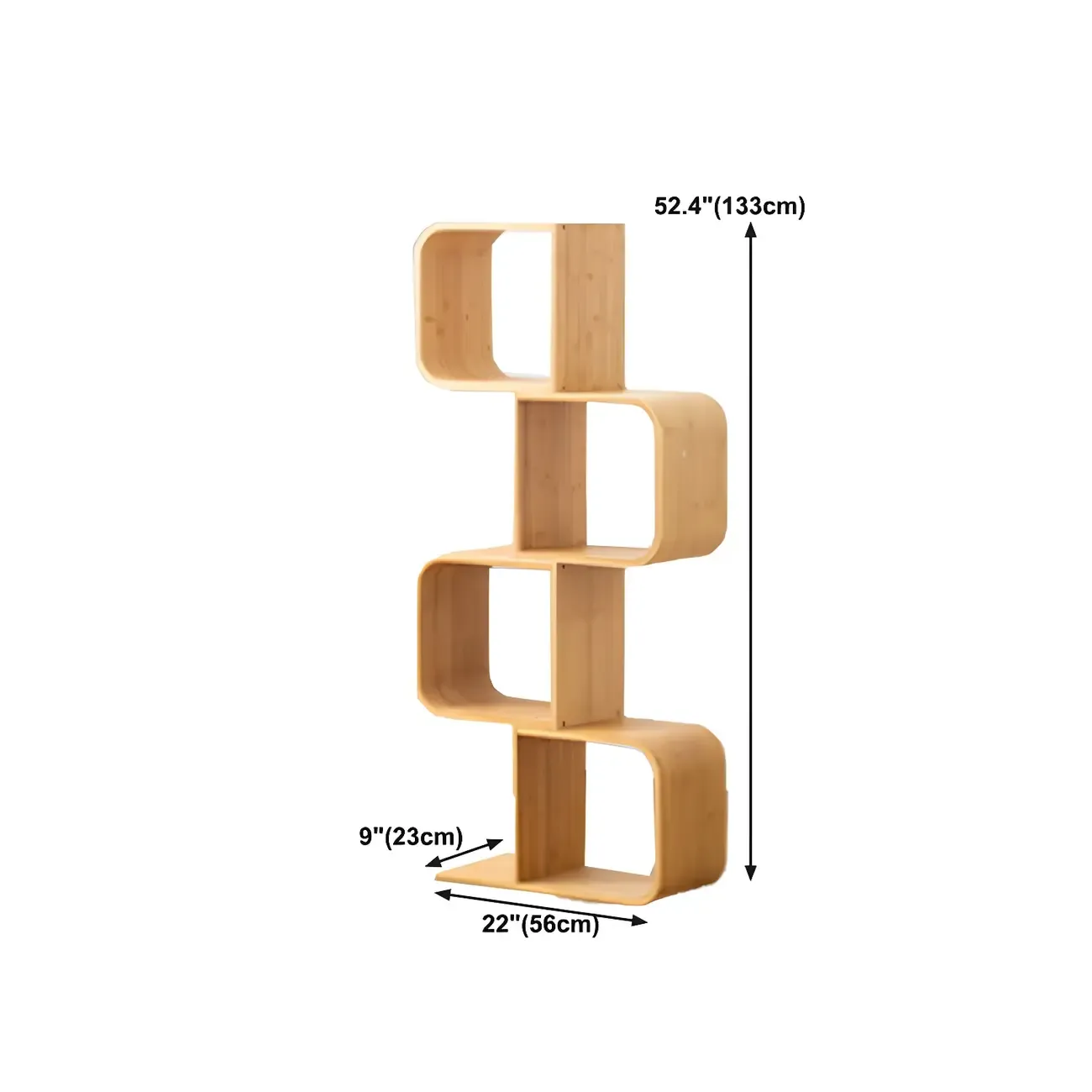 Geometric Natural Finish Bamboo Wood Vertical Bookcase