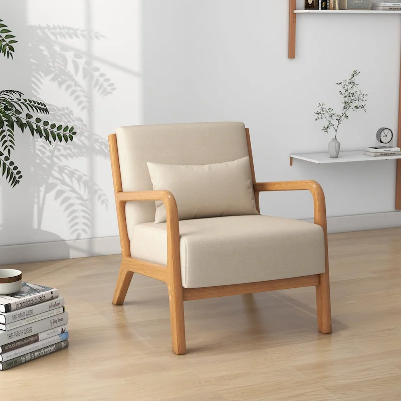 Leon Mid Century Modern Upholstered Accent Chairs Armchair Set of 2