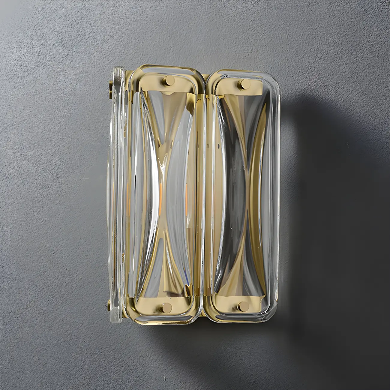 Modern Gold Metal Clear Glass Geometry Wall Sconce