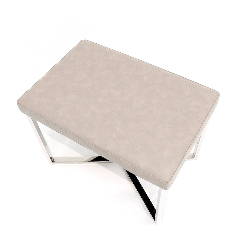 Pasargad Home Luxe Stool with Stainless Steel Base