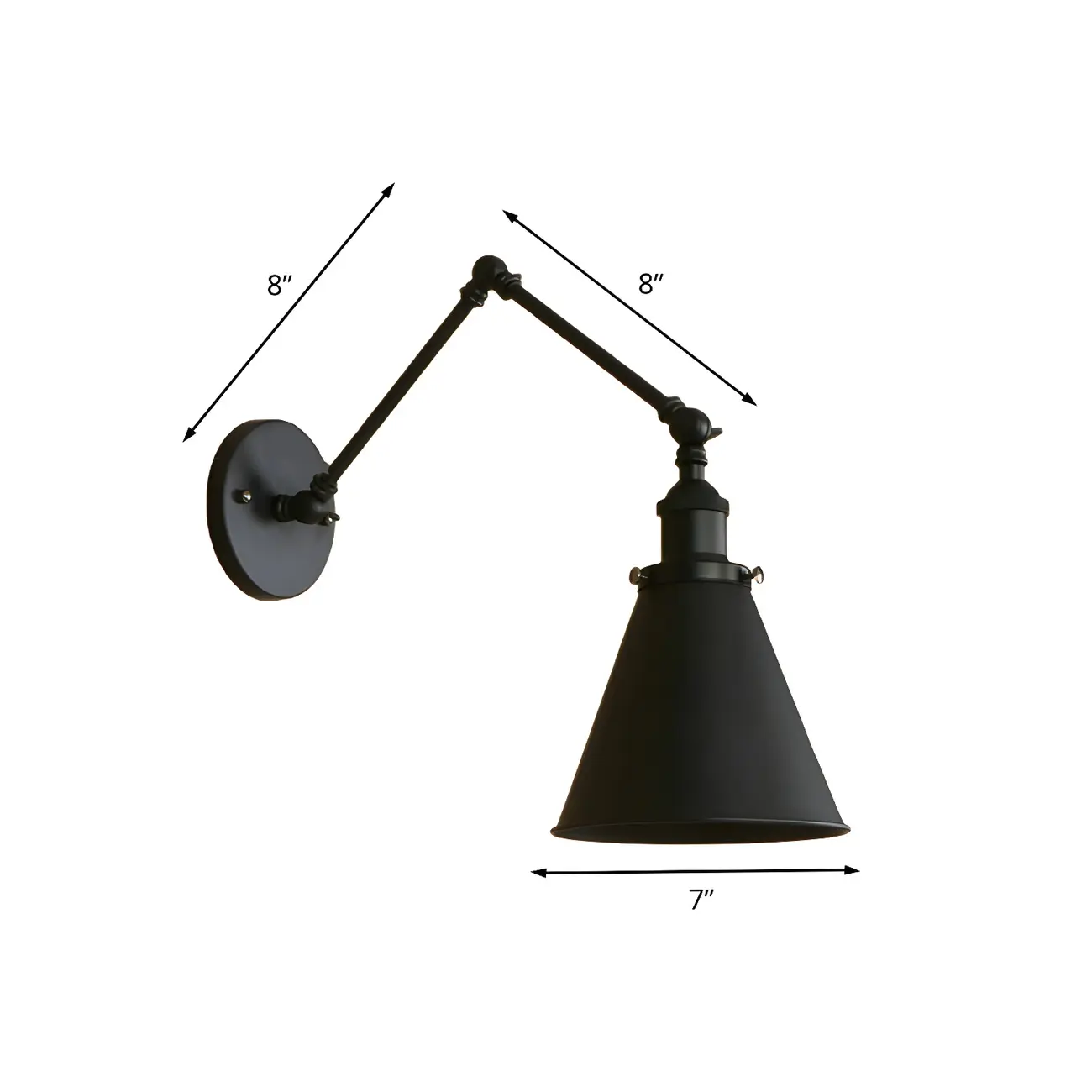 Industrial Metal Cone Swing Arm Wall Light