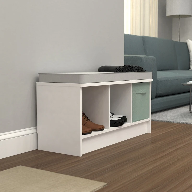 Porch & Den Southbrook 3-cube Storage Bench w/ Grey Cushion