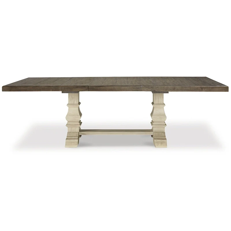 Signature Design by Ashley Bolanburg Brown / Antique White Extension Dining Table - 48W x 103.25D x 28.25H