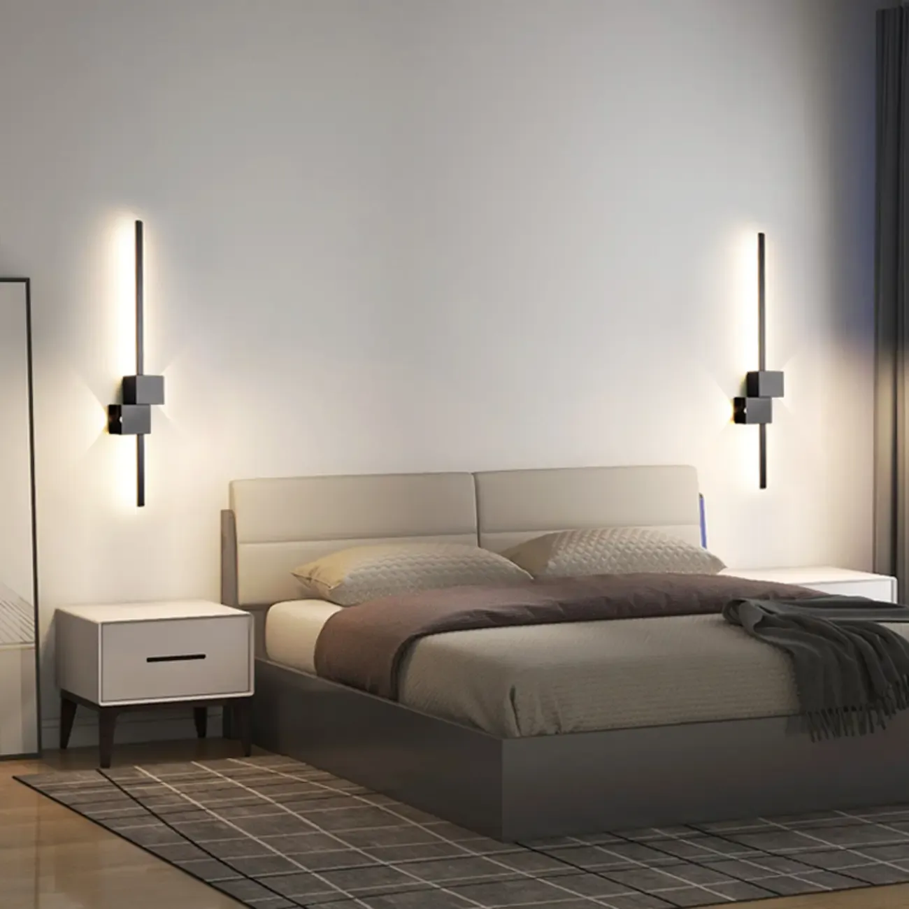 Large Stylish Black Geometric LED 4-Light Wall Sconce