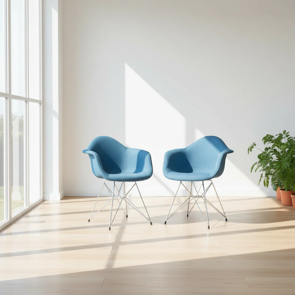 Upholstered Dining Armchairs w/ Metal Legs (Set of 2)