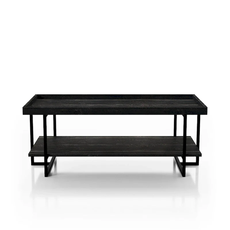 Alivia Rustic Black 47-inch Steel 1-Shelf Coffee Table by