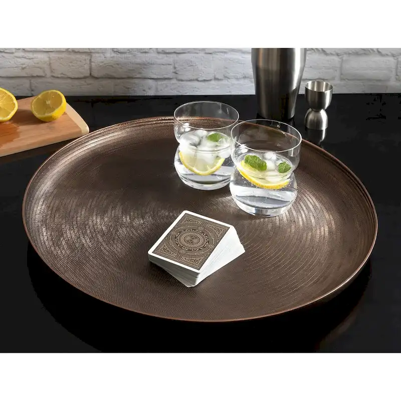Kate and Laurel Stovring Round Metal Tray - 16  Diameter