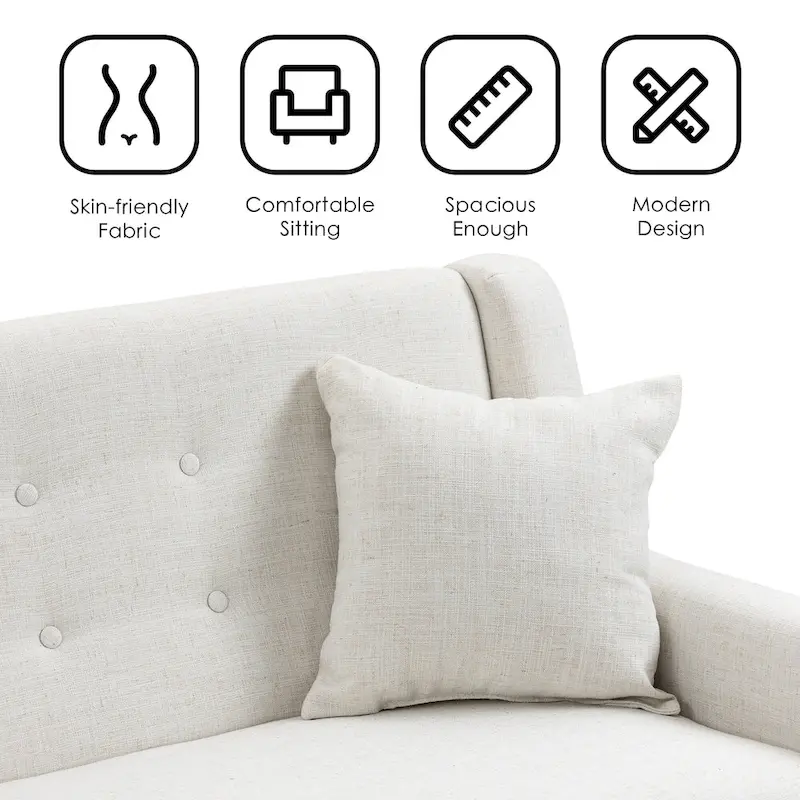 Linen Modern Tufted Loveseat Upholstered Sofa