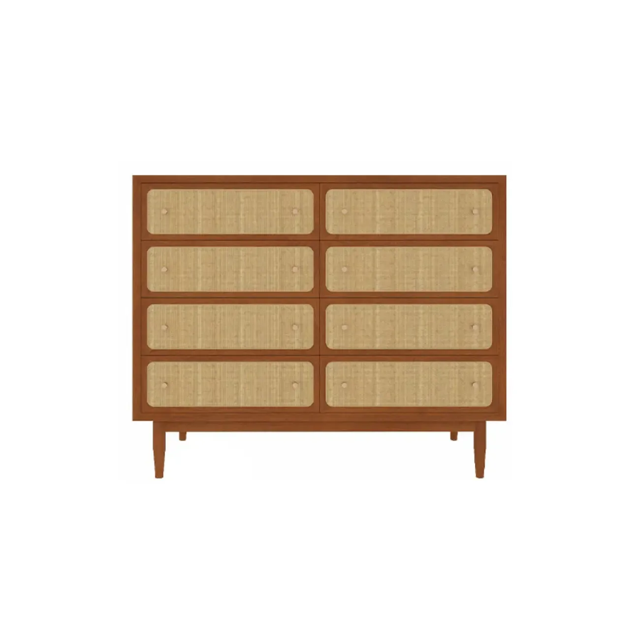 Tropical Wooden Dresser with Drawers and Gold Handles