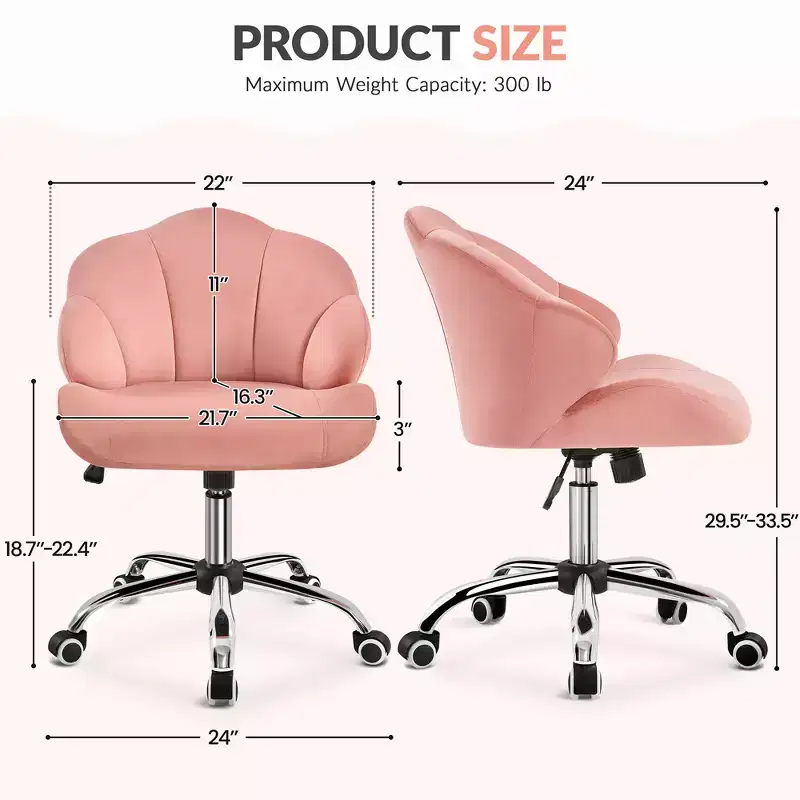Yaheetech Set of 2 Swivel Upholstered Desk Chair with Tufted Shell-Shaped Back and Adjustable Seat Height