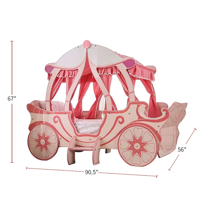 Wooden Carriage Bed in Pink