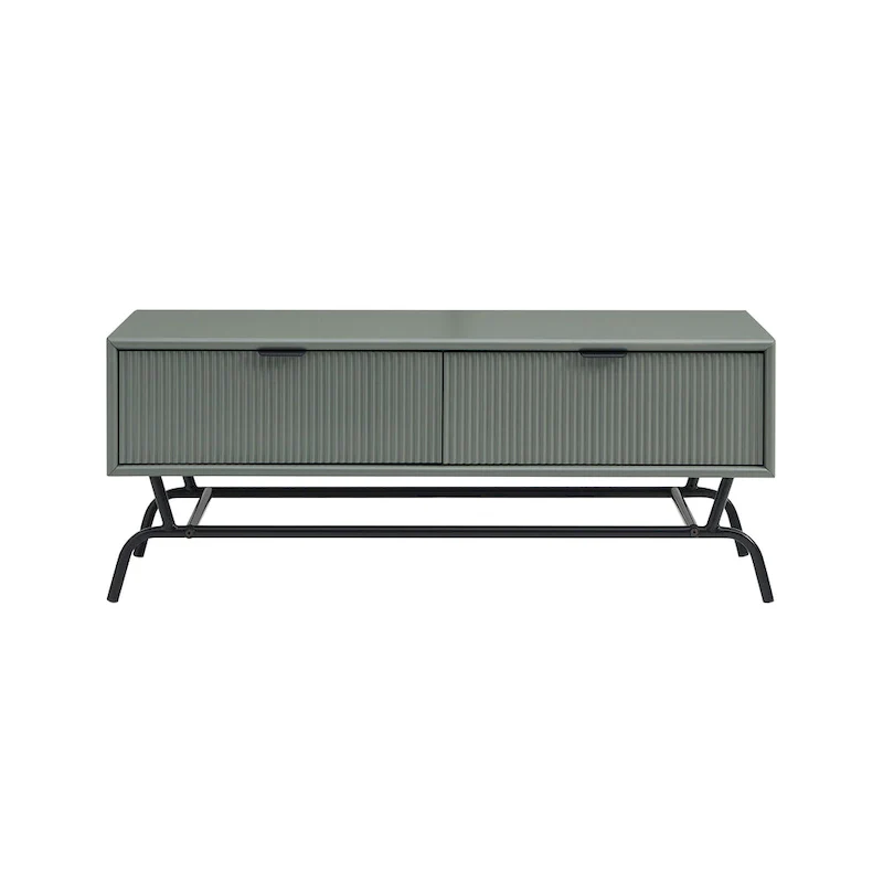 DH BASIC Modern 42-inch 2-Drawers Coffee Table with Metal Legs by Denhour