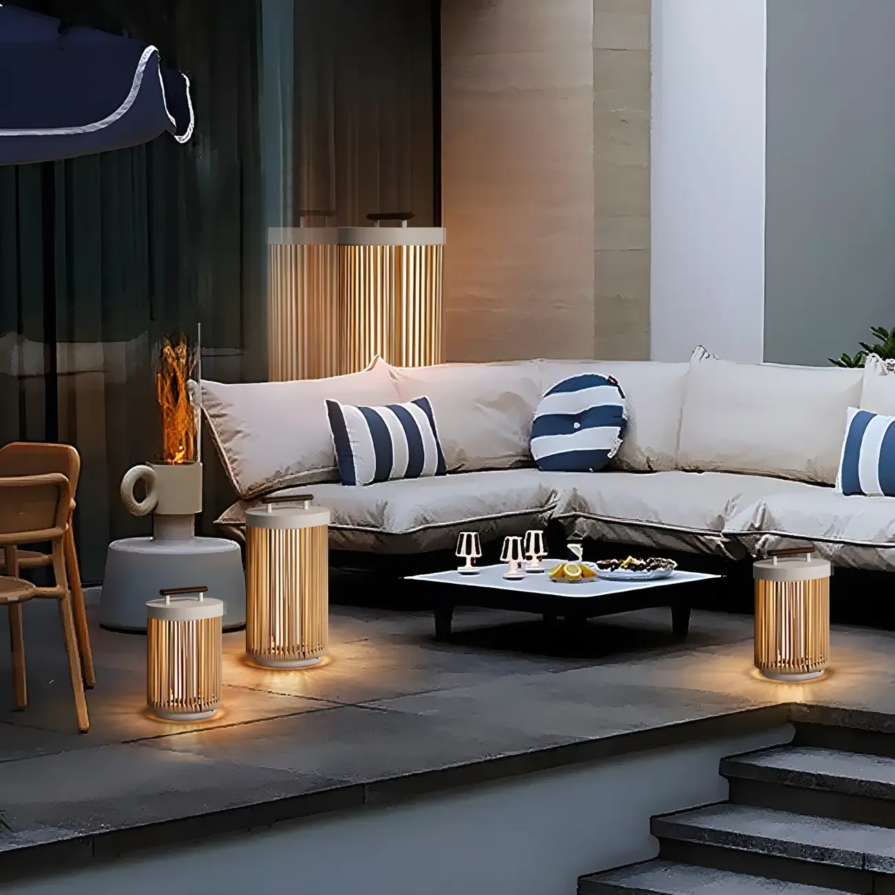 Rattan Grid Metal Cylindrical Post Cap Light