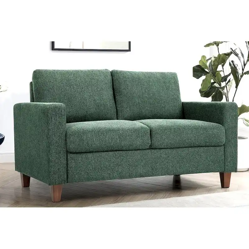 Miles Mid Century Modern Loveseat 2 Seater Sofa Couch with Reversible Back Pillows Large