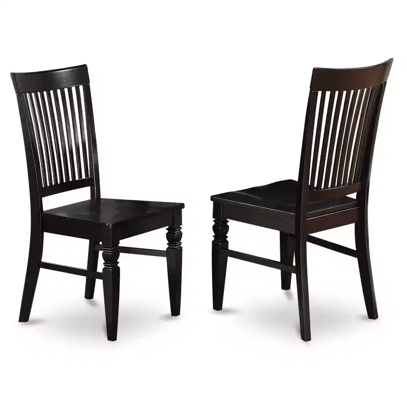 HomeStock 3-Pc Black Finish Solid Wood Top - Dining Room Set - Seats 4