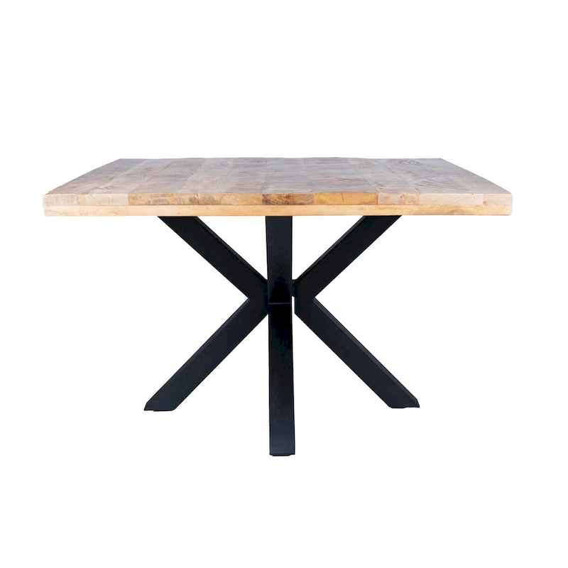 48 Square Dining Table, Solid Mango Wood with Sturdy Metal Spider Leg